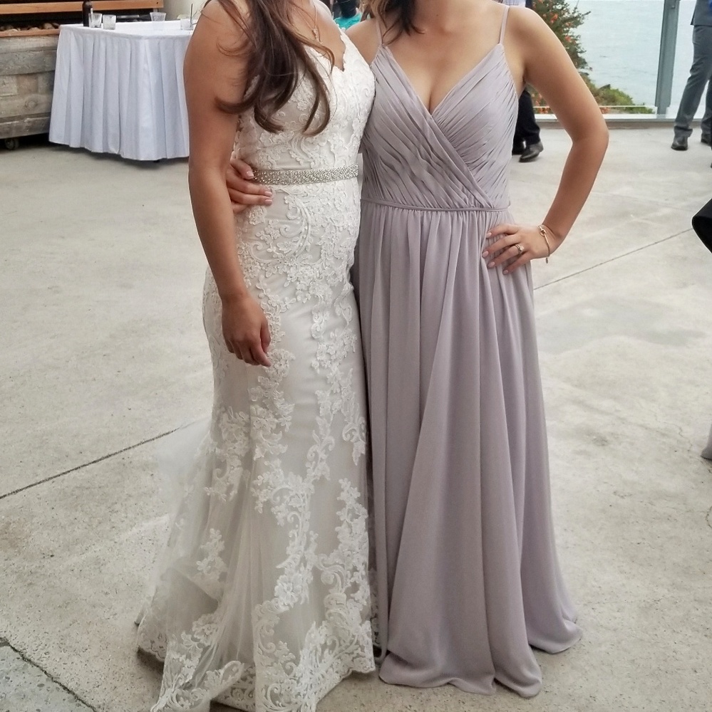 Mori Lee 21556 Grey Chiffon Bridesmaid Dress